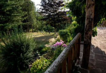 Grand jardin, arboré, avec cabane, hamac, balançoire